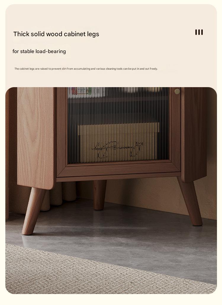 Solid wood corner cabinet shelf household living room dining side cabinet wine cabinet against the wall corner storage cabinet triangular cabinet