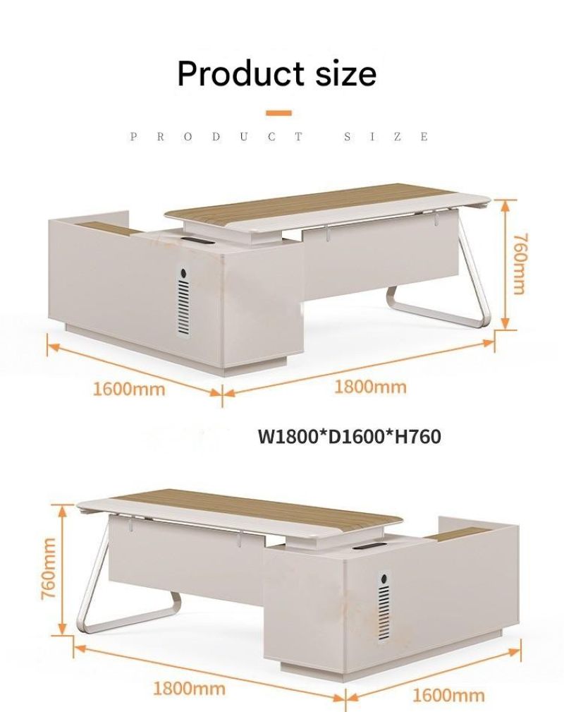 1 Person Desk with Cabinet Minimalist Executive Office Desk.