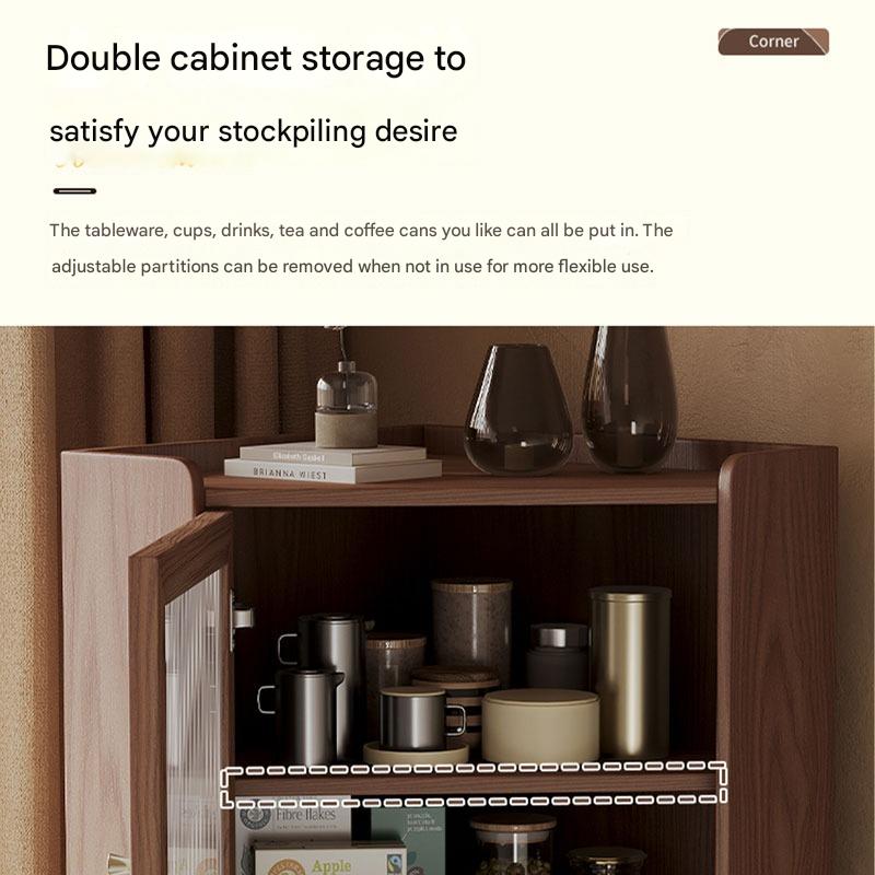 Solid wood corner cabinet shelf household living room dining side cabinet wine cabinet against the wall corner storage cabinet triangular cabinet
