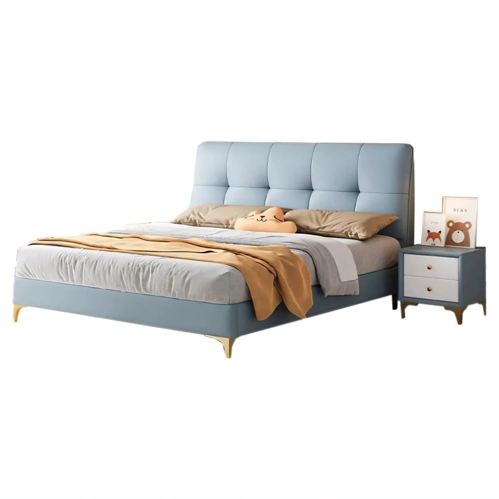 Homelements Cream Style Children's Bed 1.5 Meters and 1.8 Meters Boys and Girls Princess Soft Bed Master Bedroom Modern Simple Solid Wood Lift Bed with Storage Space