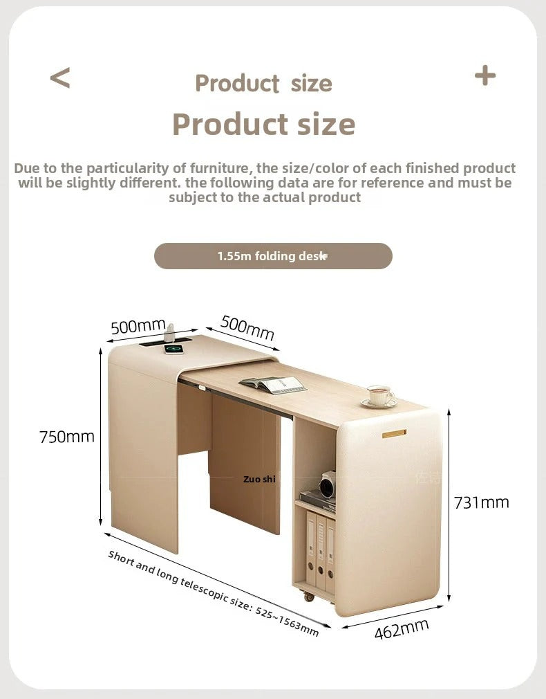 Cream wind pull foldable solid wood desk bookcase integrated bedroom bedside invisible retractable computer desk locker