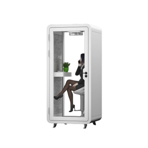 Homelements 1 Person 1x1x2.3m White & Black Metal Plate Model Mobile Soundproof Room Home Live Broadcast Room Singing Cabin Recording Studio Indoor Telephone Booth Piano Sleeping Soundproof Silent Cabin