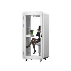 Homelements 1 Person 1x1x2.3m White & Black Metal Plate Model Mobile Soundproof Room Home Live Broadcast Room Singing Cabin Recording Studio Indoor Telephone Booth Piano Sleeping Soundproof Silent Cabin