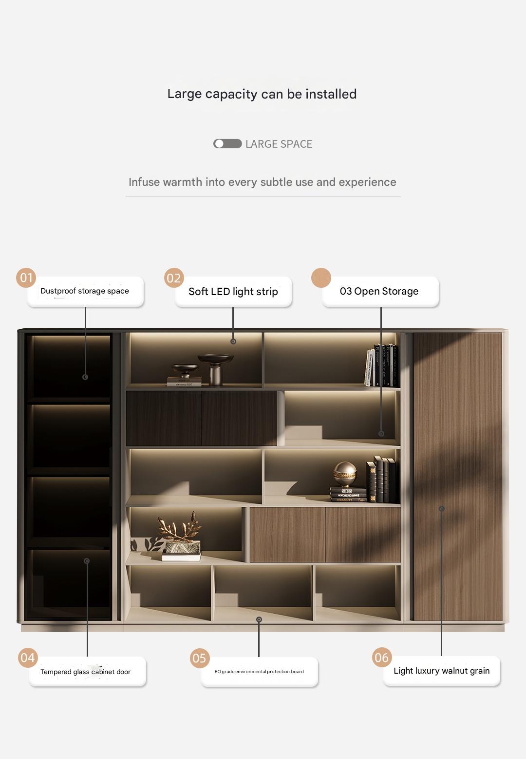 Boss Office Background Cabinet Light Luxury File Cabinet Data Cabinet Simple Modern Bookcase Locker Floor Cabinet Bookshelf