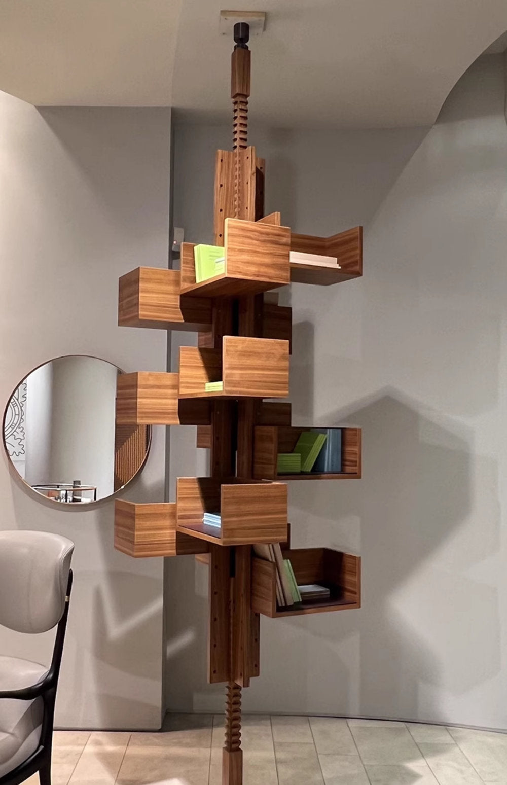 Rotating Bookcase | Designer Mid-Century Modern Shelf