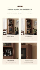 Solid wood corner cabinet shelf household living room dining side cabinet wine cabinet against the wall corner storage cabinet triangular cabinet