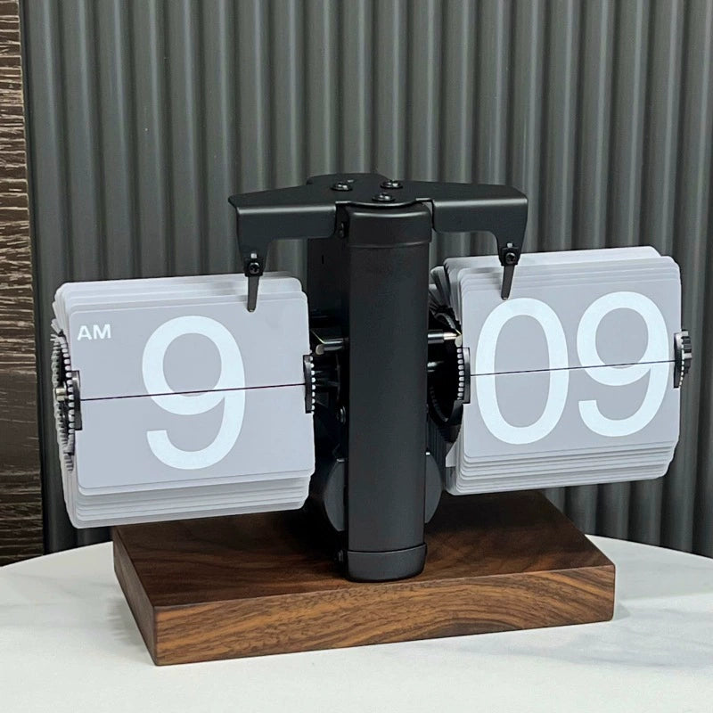 Creative automatic page turning clock clock living room ornament office walnut mechanical home desktop for boyfriend