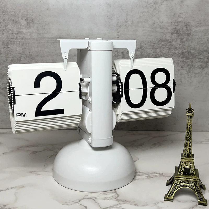 Creative automatic page turning clock clock living room ornament office walnut mechanical home desktop for boyfriend