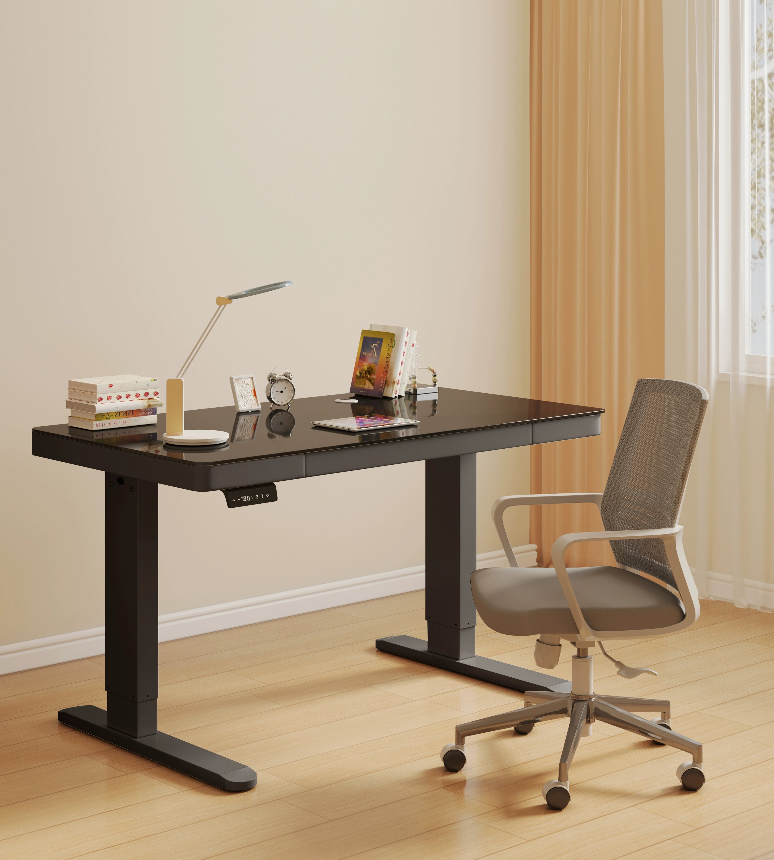 Solid wood electric lifting table computer table household with drawers desk study table e-sports table desk workbench