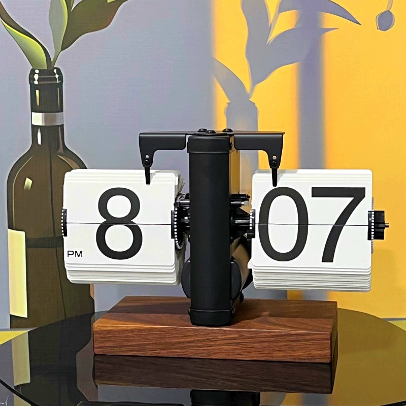 Creative automatic page turning clock clock living room ornament office walnut mechanical home desktop for boyfriend