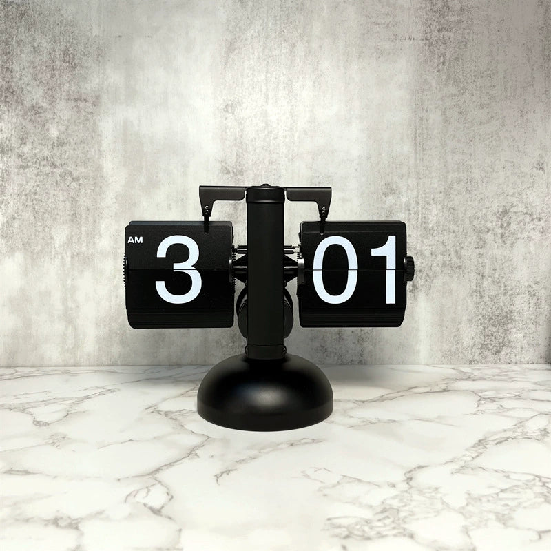 Creative automatic page turning clock clock living room ornament office walnut mechanical home desktop for boyfriend