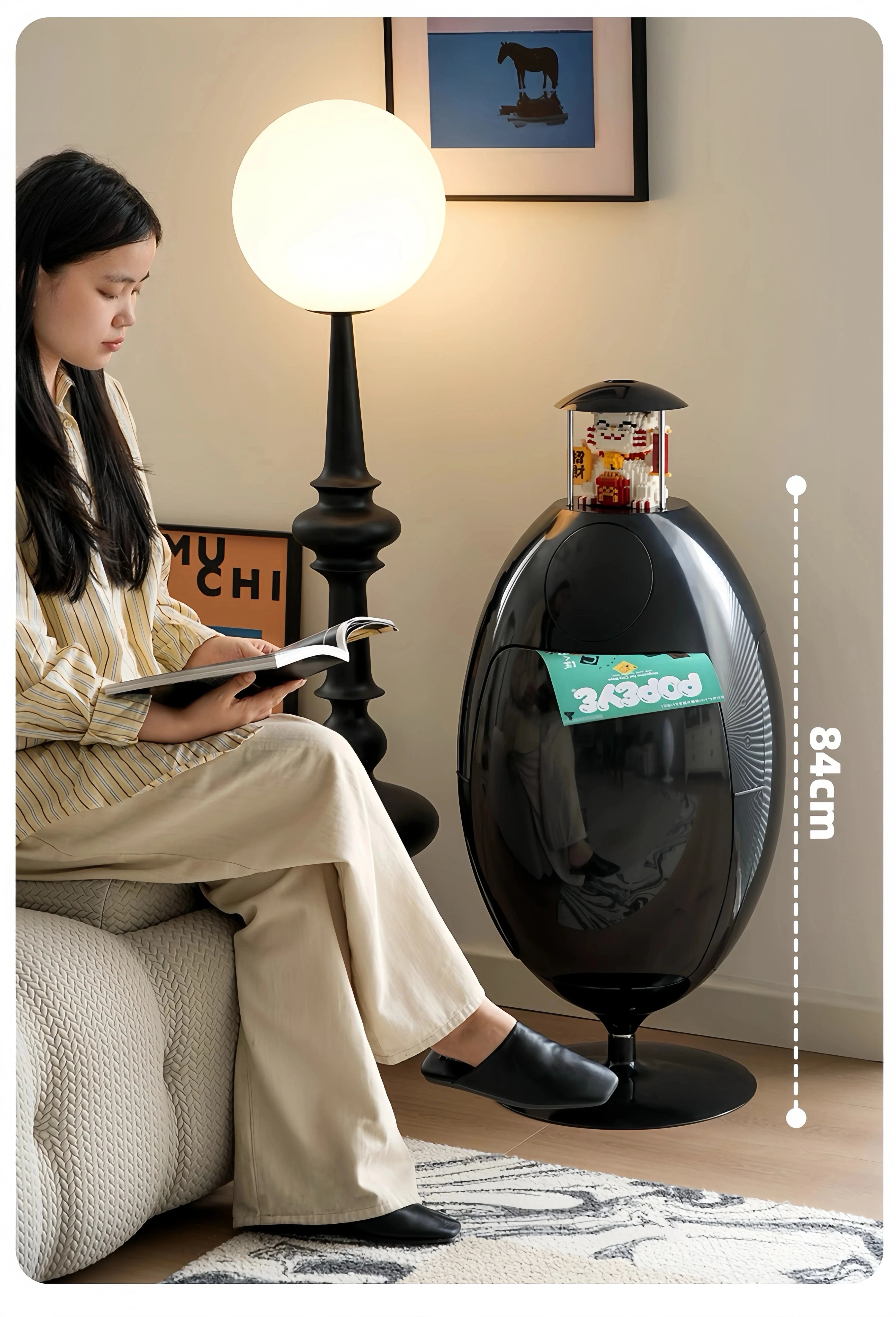 Homelements Dinosaur Egg Wastebin Storage Bucket Creative Floor Ornament for Home Environmentally