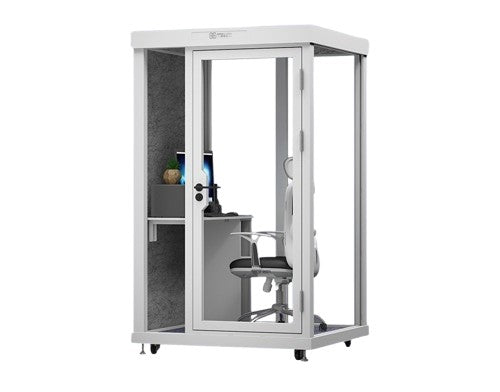 Homelements 1 Person 1.3x1.2x2.2m White & Black Glass Model Mobile Soundproof Room Home Live Broadcast Room Singing Cabin Recording Studio Indoor Telephone Booth Piano Sleeping Soundproof Silent Cabin