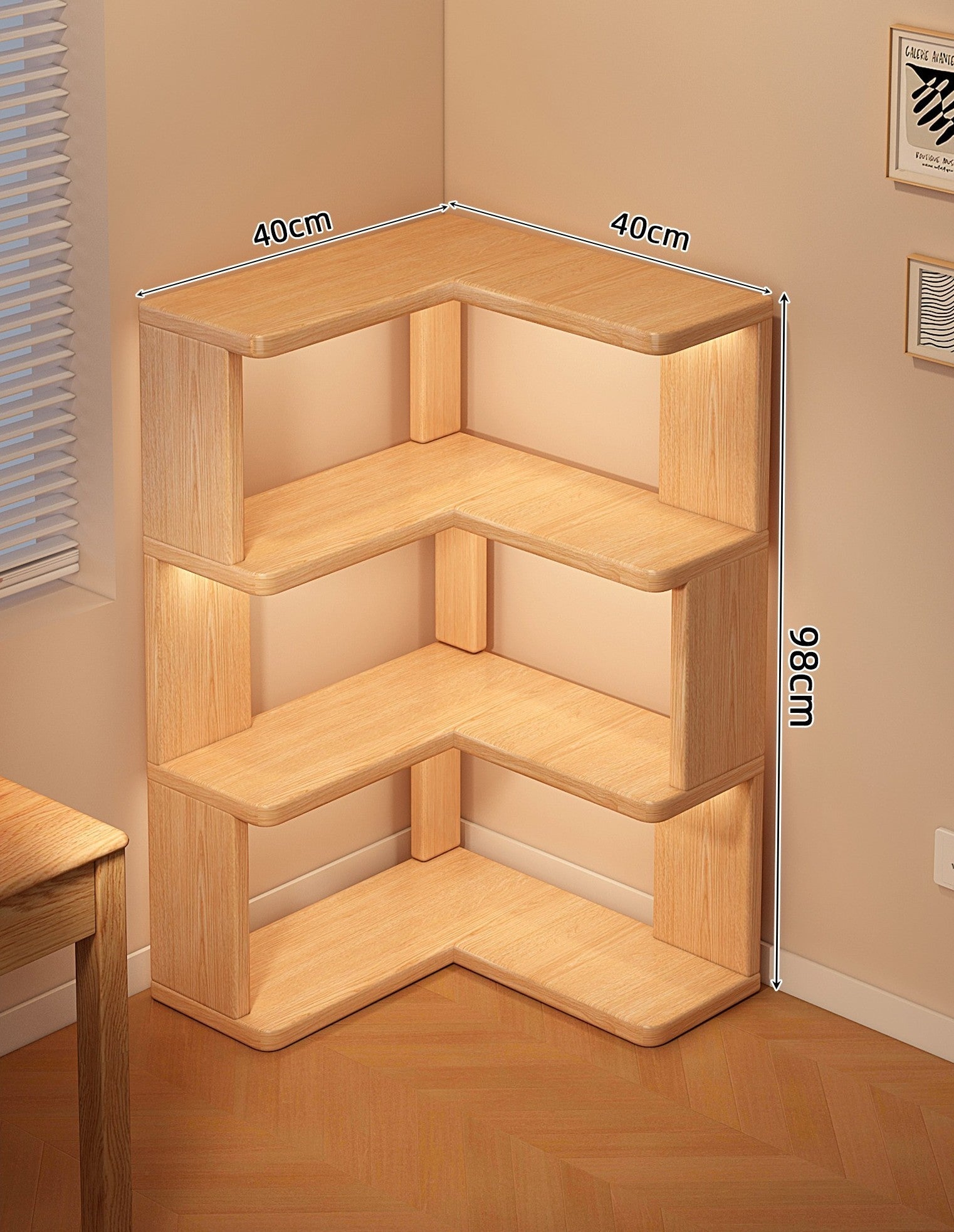 Corner Bookshelf Shelf Floor-to-ceiling Children's Wall Solid Wood Bookcase Household Corner Simple Storage Shelf Locker