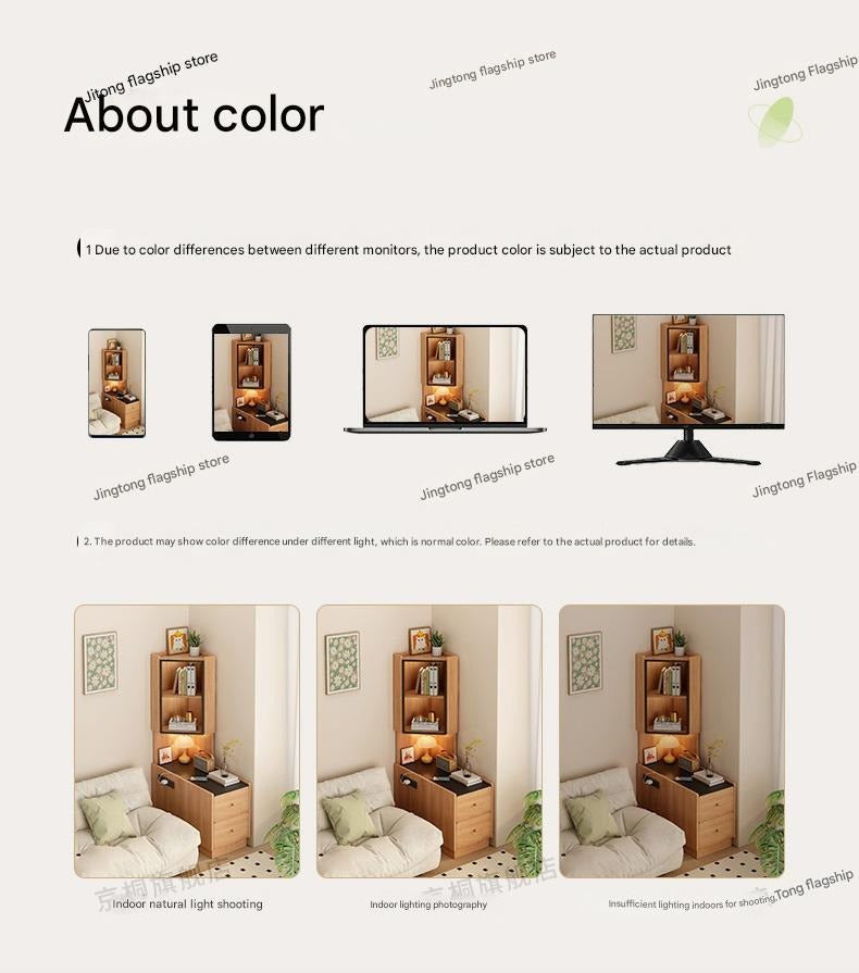 All solid wood corner rack, bedroom bedside 90-degree triangular cabinet, living room corner sofa side corner locker
