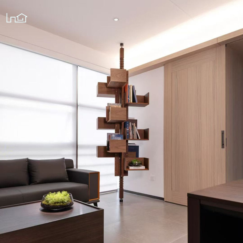 Rotating Bookcase | Designer Mid-Century Modern Shelf
