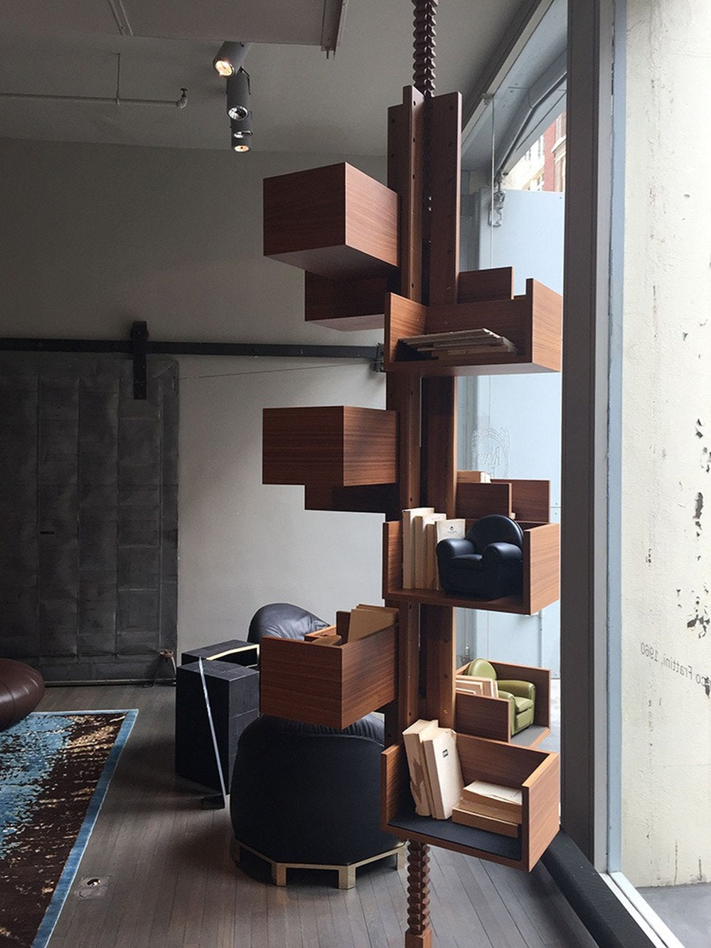 Rotating Bookcase | Designer Mid-Century Modern Shelf