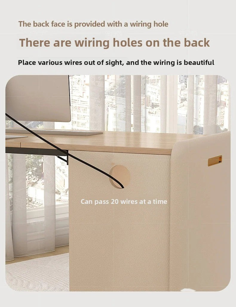 Cream wind pull foldable solid wood desk bookcase integrated bedroom bedside invisible retractable computer desk locker