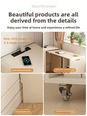 Cream wind pull foldable solid wood desk bookcase integrated bedroom bedside invisible retractable computer desk locker