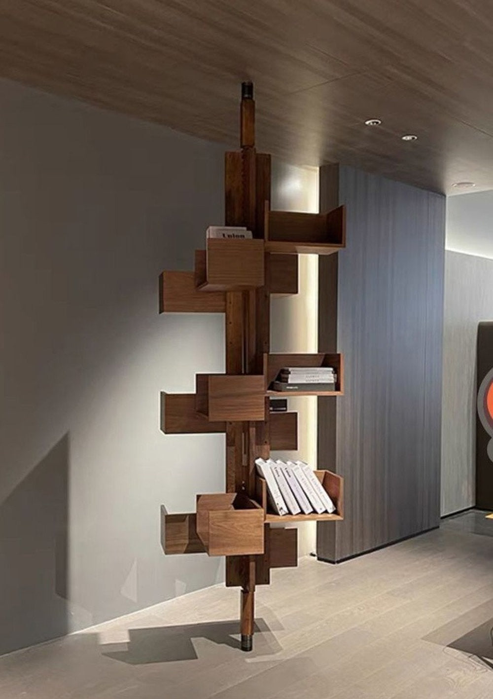 Rotating Bookcase | Designer Mid-Century Modern Shelf