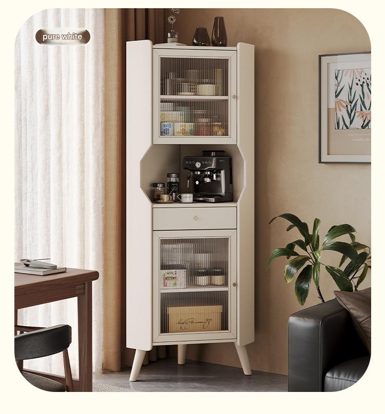 Solid wood corner cabinet shelf household living room dining side cabinet wine cabinet against the wall corner storage cabinet triangular cabinet