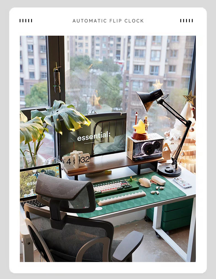 Creative automatic page turning clock clock living room ornament office walnut mechanical home desktop for boyfriend