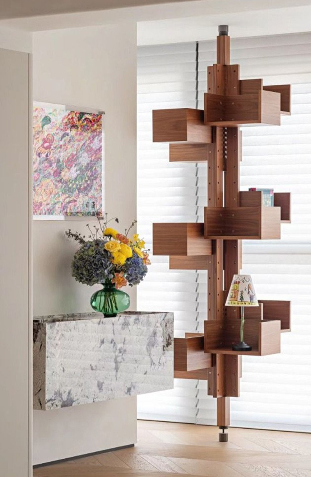 Rotating Bookcase | Designer Mid-Century Modern Shelf