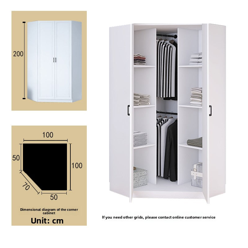 Corner Wardrobe Household Bedroom Small Apartment Solid Wood 90 Degree Master Bedroom Corner 7-character L-shaped Corner Wardrobe Combination Storage