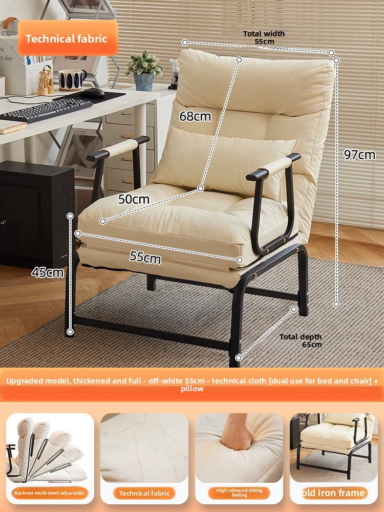 Folding Recliner Office Lunch Break Siesta Bed Dual-purpose Chair Household Dormitory Reclining Seat Back Sofa Chair