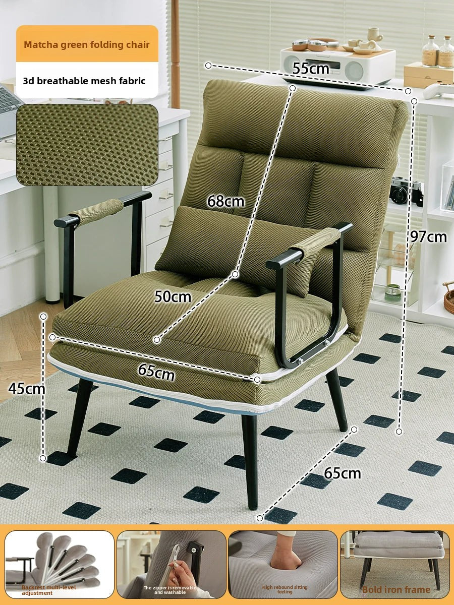 Folding Recliner Office Lunch Break Siesta Bed Dual-purpose Chair Household Dormitory Reclining Seat Back Sofa Chair